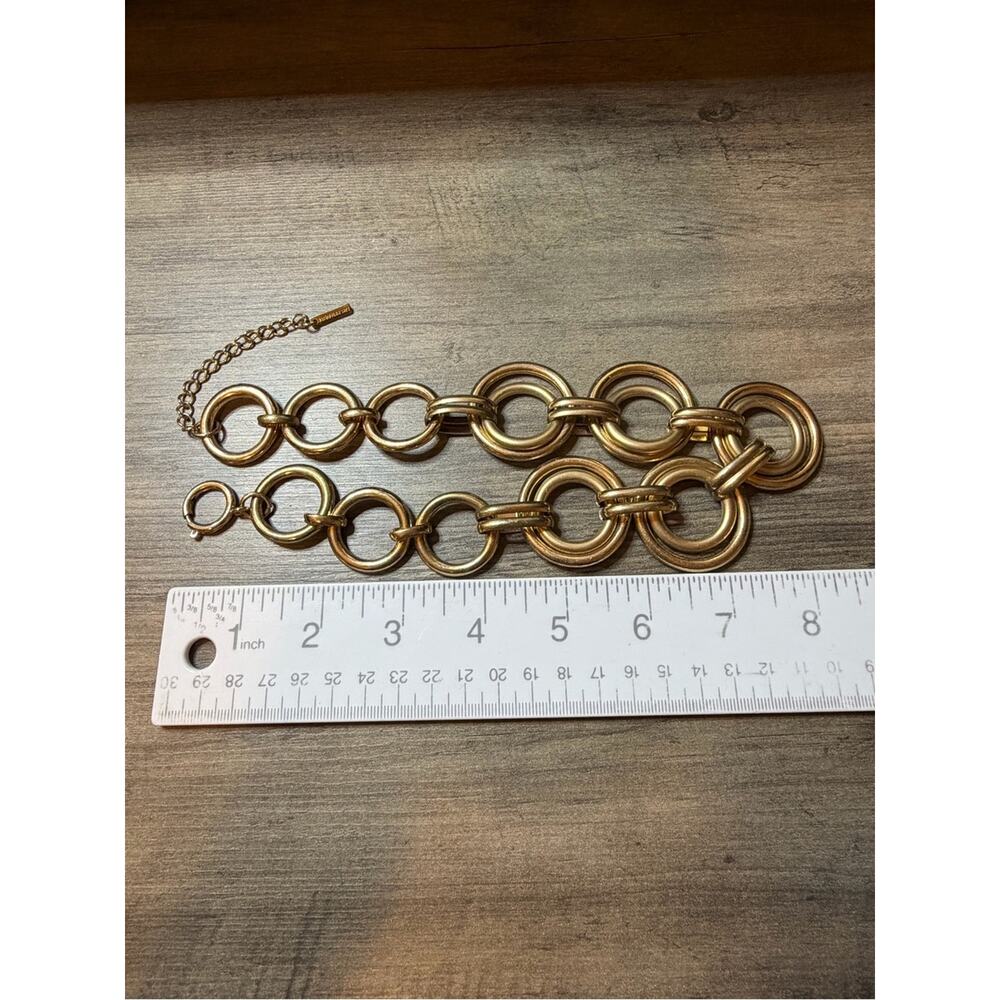 Vintage Saks Fifth Avenue Statement necklace #946 gold tone rings - Picture 10 of 11